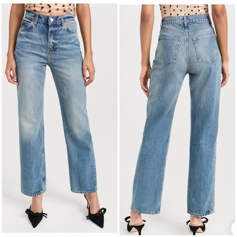 REFORMATION JEANS ABBY HIGH RISE STRAIGHT RIGID DENIM BLUE GALWAY Sz 31 NWT - Picture 2 of 12